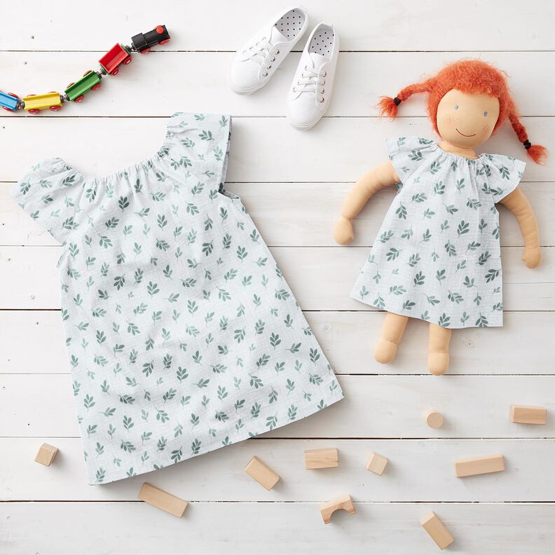 Musselin/Dobbelt-Crincle stof grene | Poppy Fabrics – hvid/reed,  image number 5