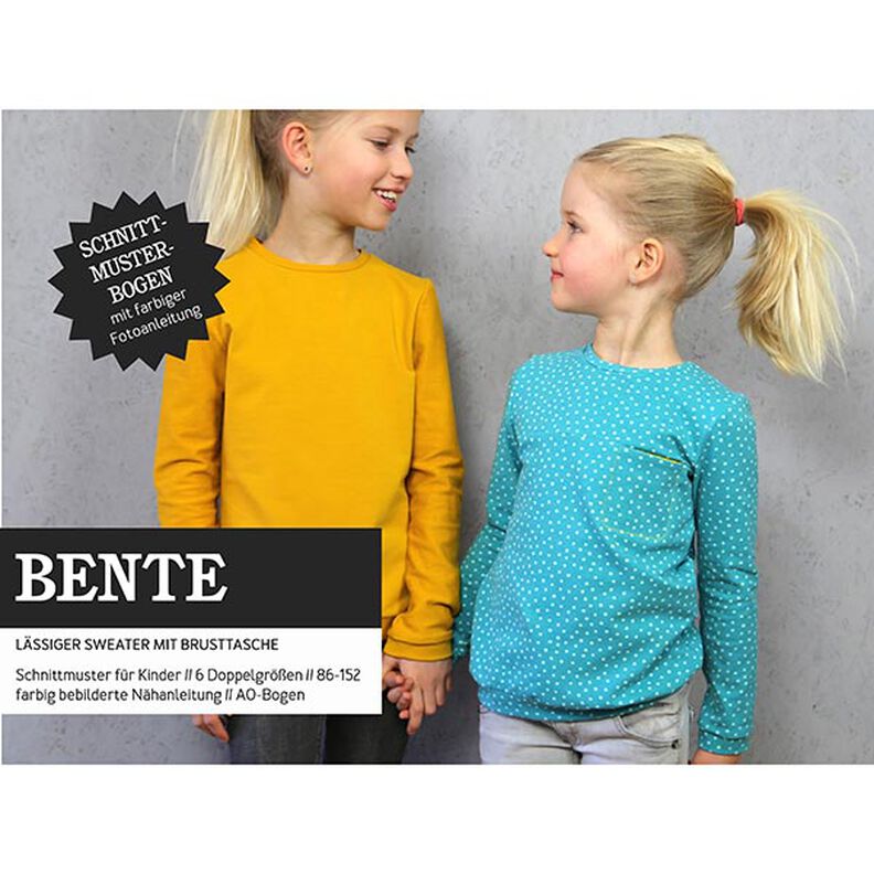 BENTE - sweater med brystlomme, til børn, Studio Schnittreif  | 86 - 152,  image number 1