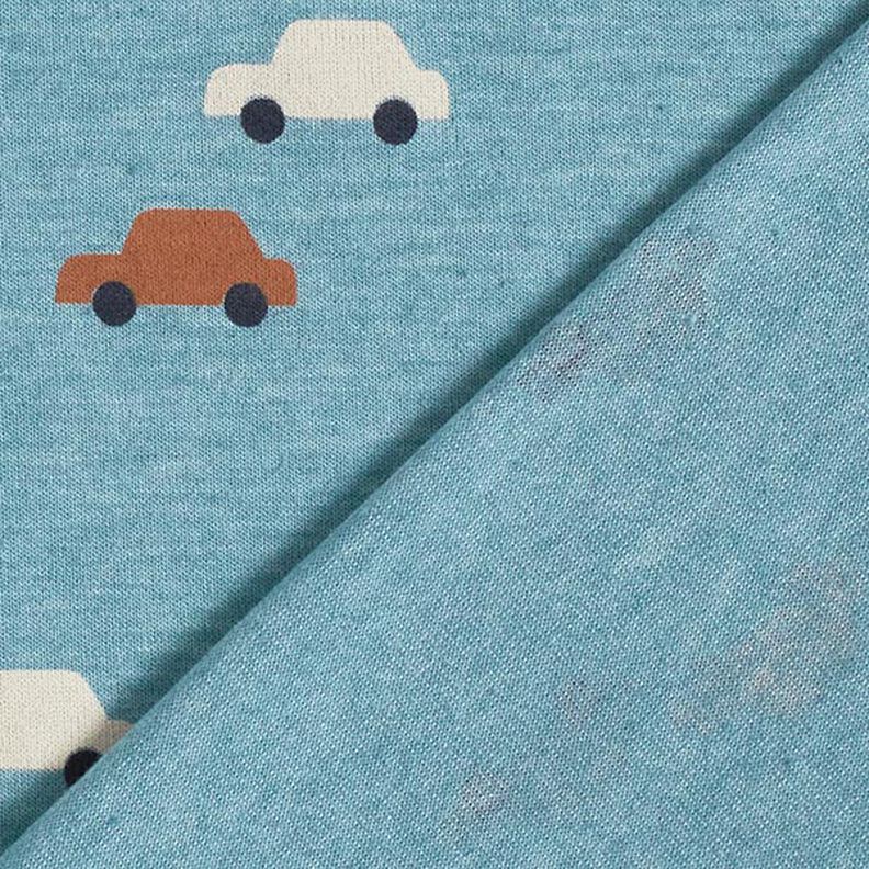 Bomuldsjersey legetøjsbiler – jeansblå/natur,  image number 4