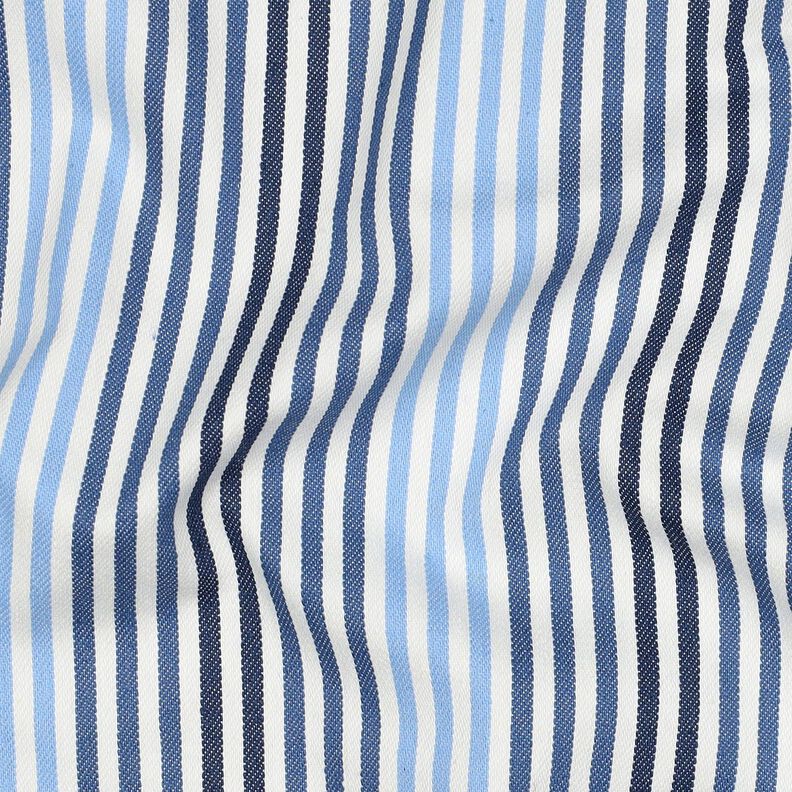 Denim Bomuldsblanding Striber| Poppy Fabrics – jeansblå/uldhvid,  image number 2