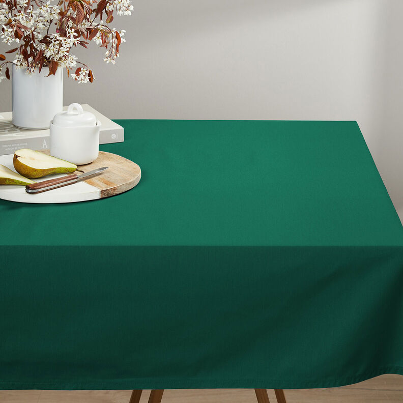 Bomuldsstof Cretonne Ensfarvet – Mørkegrøn,  image number 5