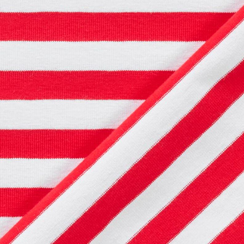 Bomuldsjersey bredde striber – rød/hvid,  image number 4