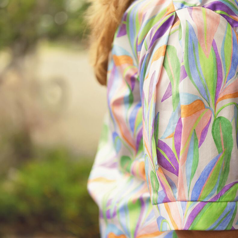 Bomuldssatin Blade digitaltryk| Poppy Fabrics – creme/lysegrøn,  image number 6