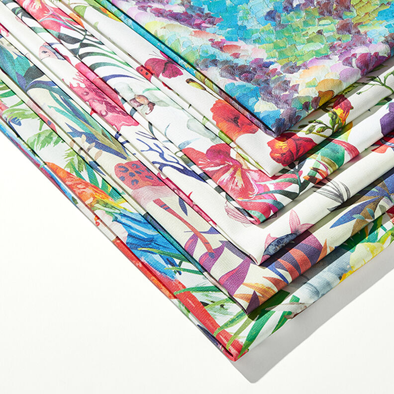 Outdoorstof Canvas Eksotiske blomster – hvid/grøn,  image number 5