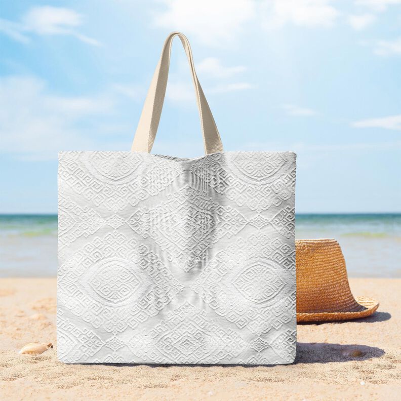 Dekorationsstof Jacquard dekorative romber 275 cm – hvid,  image number 8