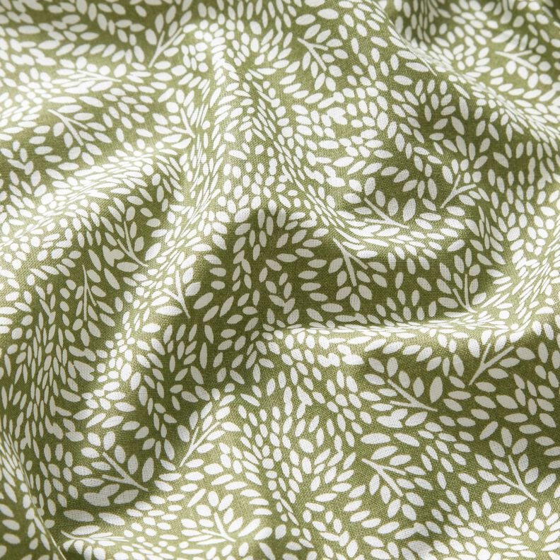 Bomuldsstof Cretonne mini-blade – lys kaki/hvid,  image number 2