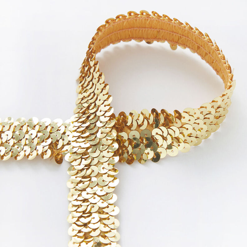 Elastisk pailletkant [30 mm] – guld,  image number 1
