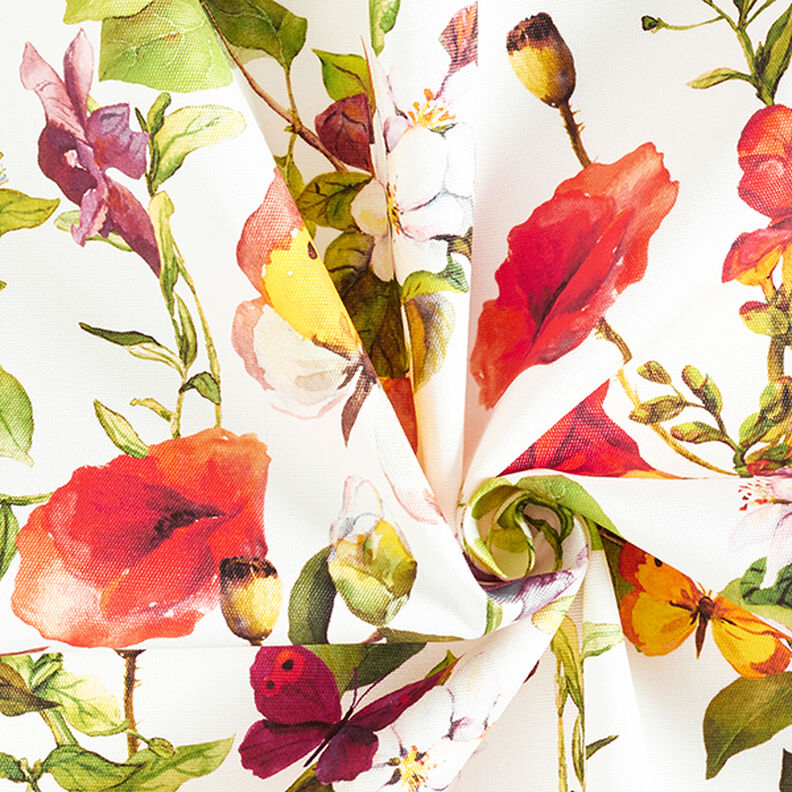 Outdoorstof Canvas Blomster og Sommerfugle – hvid/lilla,  image number 3