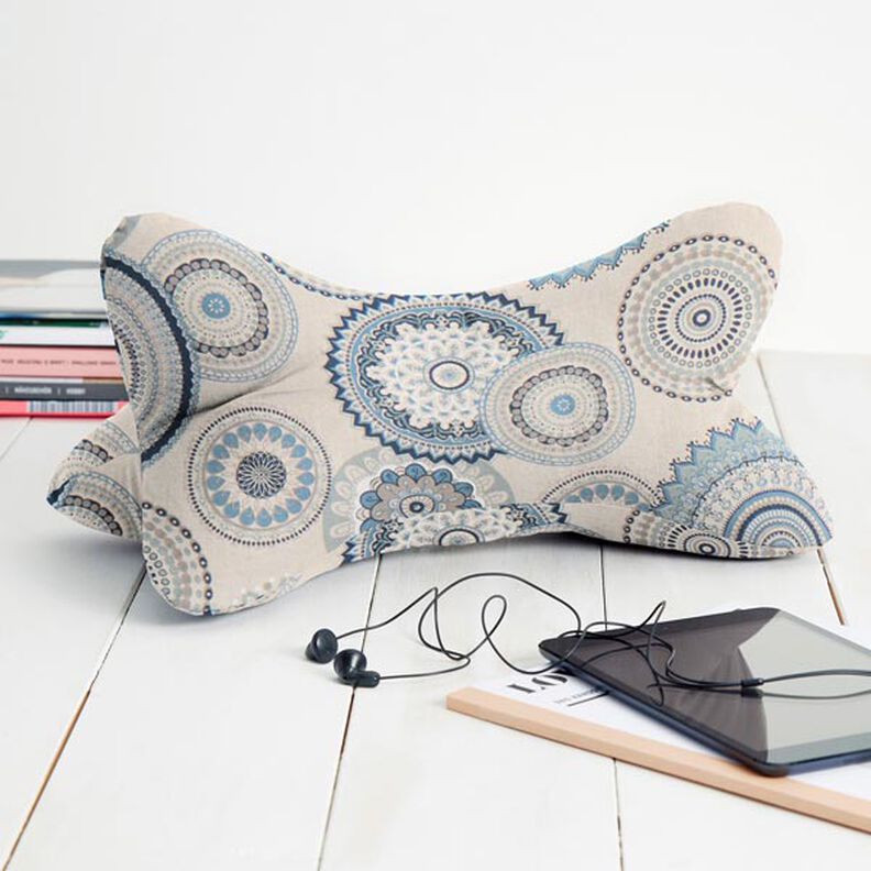 Dekorationsstof Halvpanama Mandala &ndash; bl&aring;,  image number 5