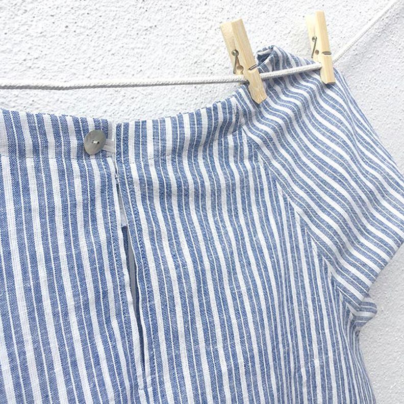 Hør-bomulds-miks Striber brede – jeansblå/uldhvid,  image number 9