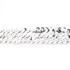 Elastisk pailletbånd [30 mm] – sølv metallic, 
