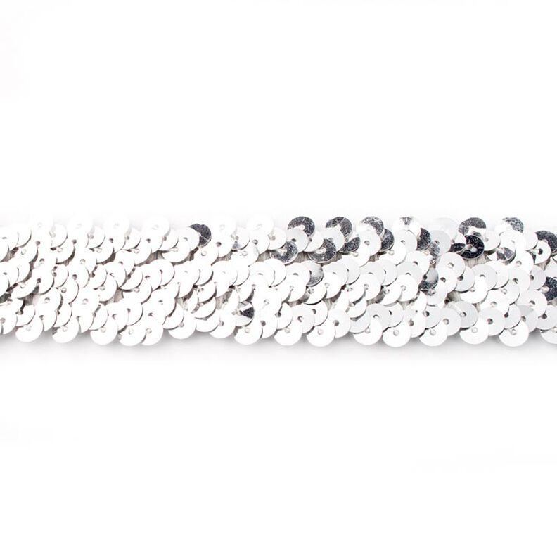 Elastisk pailletbånd [30 mm] – sølv metallic,  image number 1