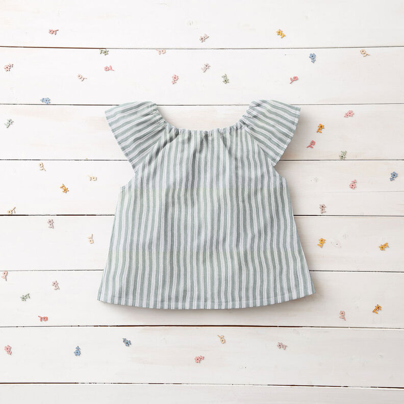 Musselin/Dobbelt-Crincle stof Doubleface striber &ndash; reed/hvid,  image number 6