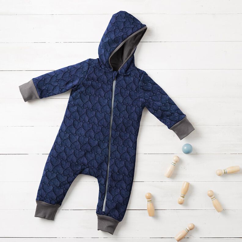 Jeans Quiltstof hjerter – natblå,  image number 5