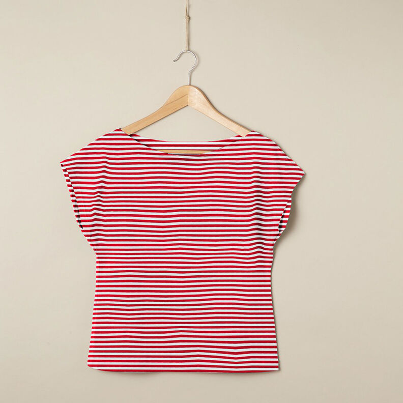 Bomuldsjersey smalle Striber – rød/hvid,  image number 6