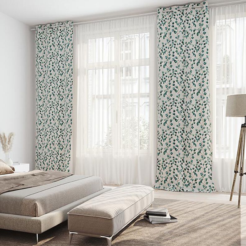 Dekorationsstof Halvpanama Eukalyptus – uldhvid,  image number 4