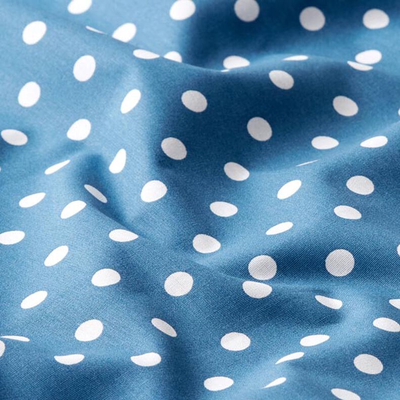 Bomuldspoplin store prikker – jeansblå/hvid,  image number 2