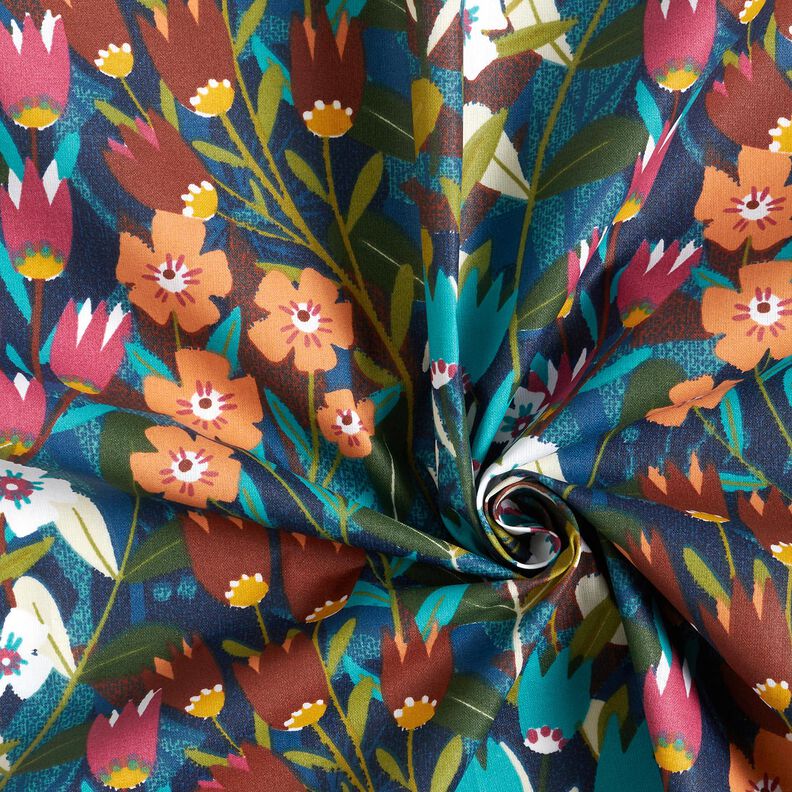 Impr&aelig;gneret voksdug blomsterblanding &ndash; petrol/bourgogne-farvet,  image number 3