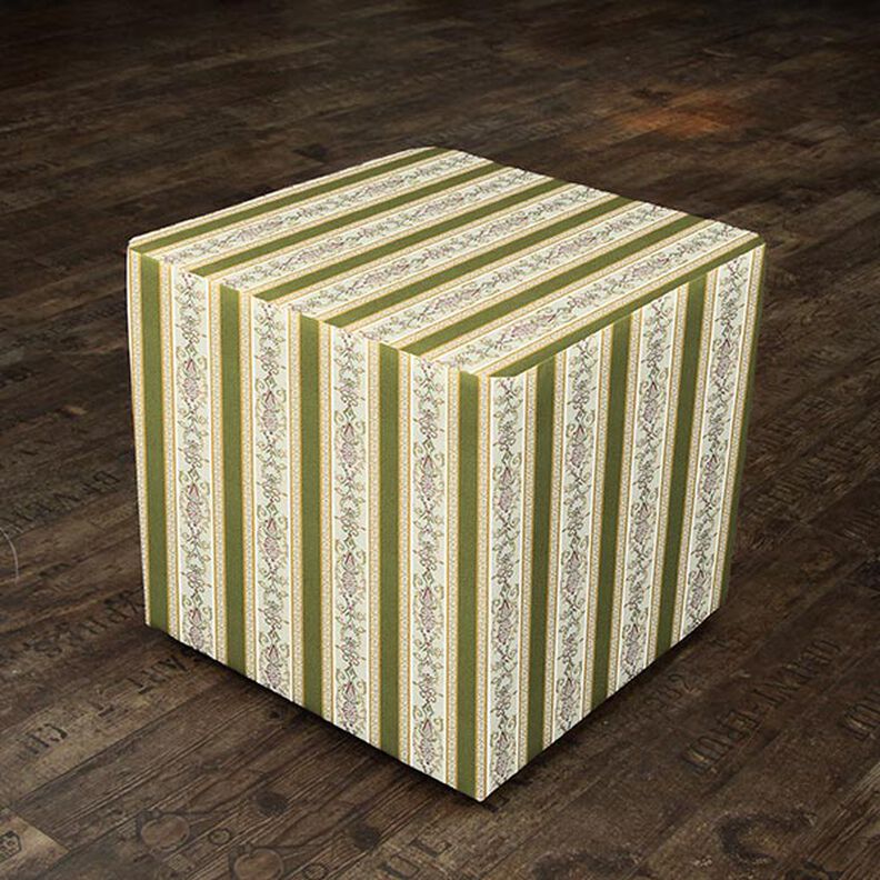 M&oslash;belstof Jacquard Biedermeier Striber &ndash; creme/olivengr&oslash;n,  image number 6
