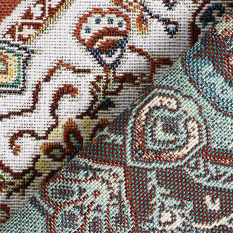 Dekorationsstof Gobelin orientalsk mandala – karminrød/elfenben,  image number 4