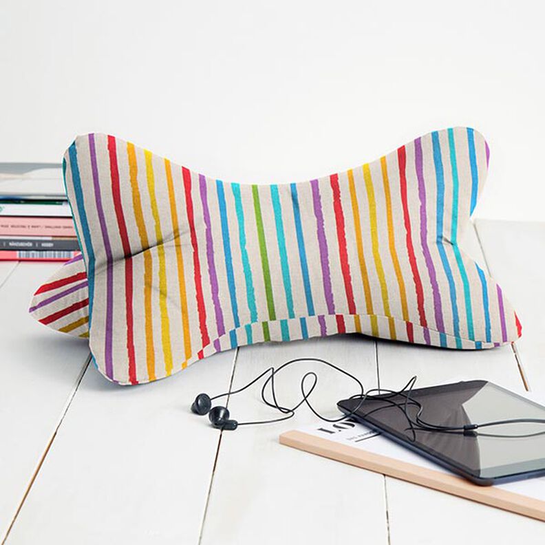 Dekorationsstof Halvpanama Regnbue striber,  image number 6