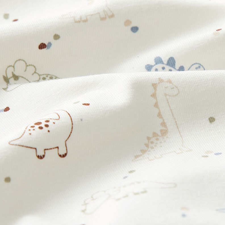 Bomuldsjersey baby-dinosaurer – uldhvid,  image number 2