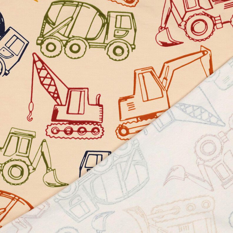 French Terry Sommersweat Byggepladskøretøjer| Poppy Fabrics – beige/marineblå,  image number 4