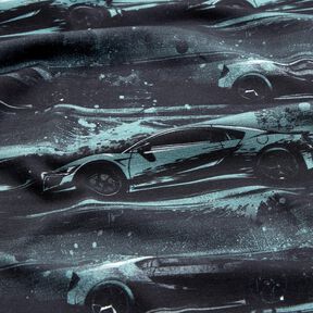 Bomuldsjersey racerbil Digitaltryk – sort/perlegrå, 