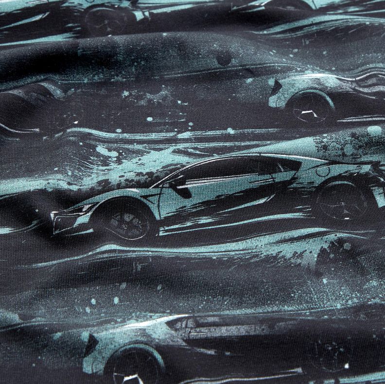 Bomuldsjersey racerbil Digitaltryk – sort/perlegrå,  image number 2