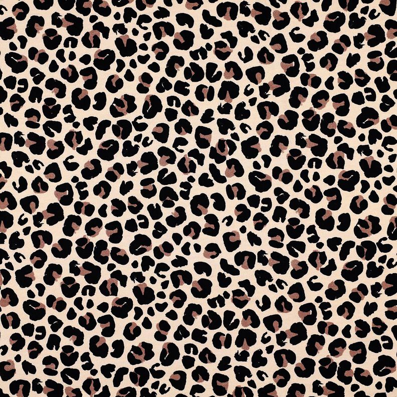 French Terry Sommersweat lille leopardprint Digitaltryk | Poppy Fabrics – lysebeige/lysebrun,  image number 1