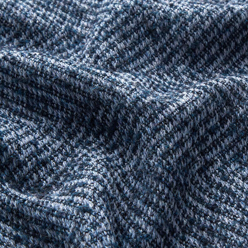 Frakkestof uldblanding zigzag – marineblå,  image number 2