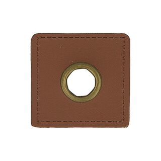 Applikation Kunstlæder-patch med øsken [ 4 Styk / Ø 10 mm ] – brun, 