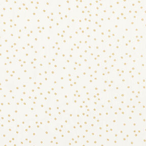 Bomuldsstof Poplin fine prikker – uldhvid/guld, 