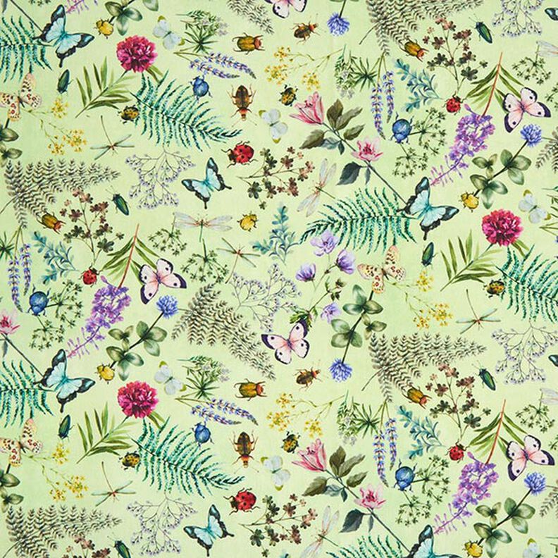 Outdoorstof Canvas vilde blomster og insekter – pastelgrøn,  image number 1