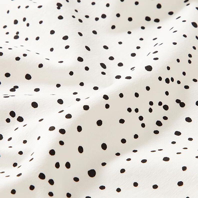 Bomuldsjersey uregelmæssige prikker – hvid,  image number 2