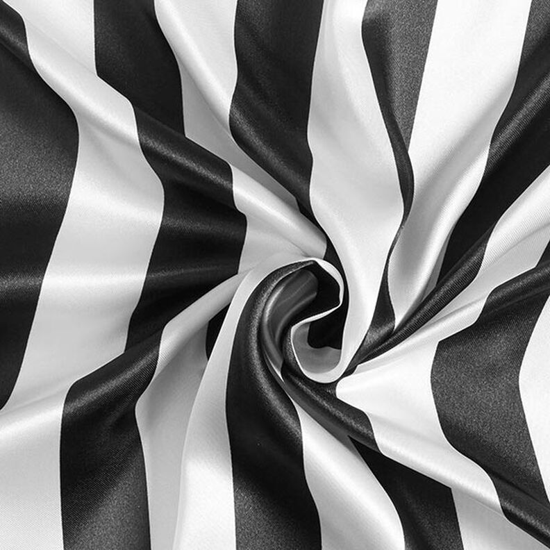 Polyestersatin brede striber på langs – sort/hvid,  image number 3