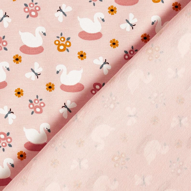 Bomuldsjersey søde svaner – lys rosa/hvid,  image number 4