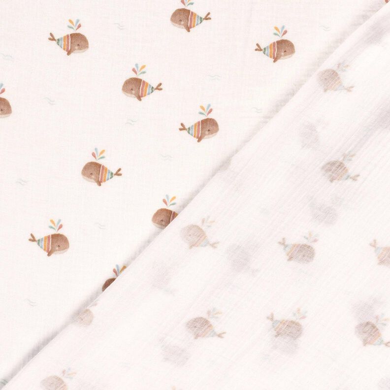 Musselin/Dobbelt-Crincle stof Stribet hval Digitaltryk – elfenben,  image number 4