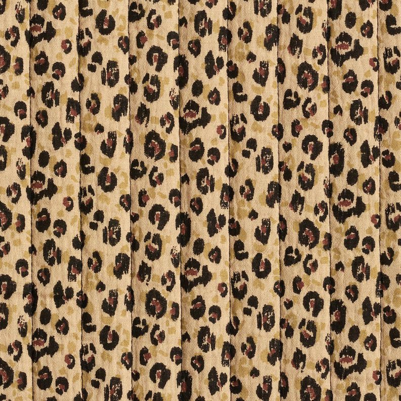 Musselin Quiltstof Leopardmønster – beige/sort,  image number 1