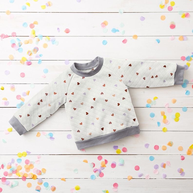 Doubleface Jersey farverige hjerter &ndash; elfenben,  image number 6