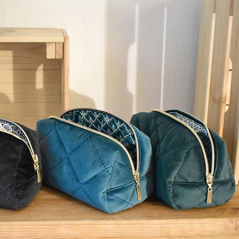 Polsterstof Fløjl Quiltstof – sort,  image number 6