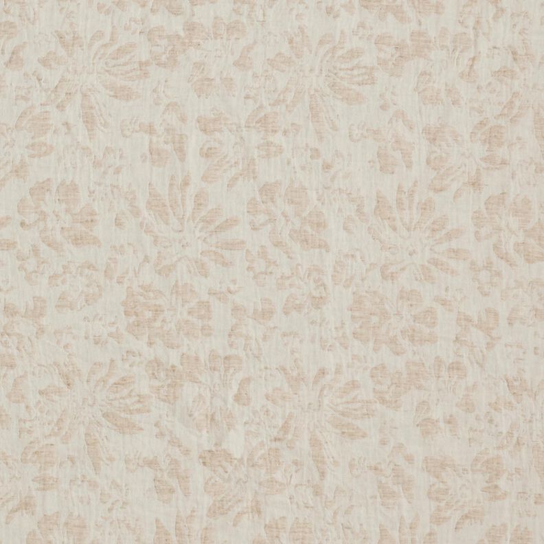 Musselin/Dobbelt-Crincle stof h&oslash;r-miks Blomster &ndash; mandel,  image number 1