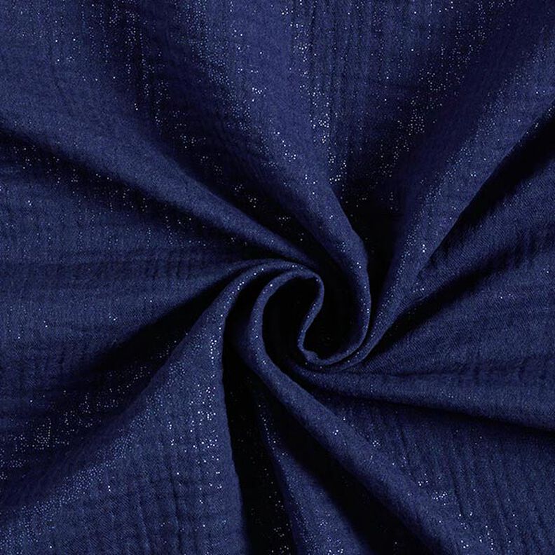 Musselin/Dobbelt-Crincle stof fine glimmerprikker| by Poppy – marineblå,  image number 1