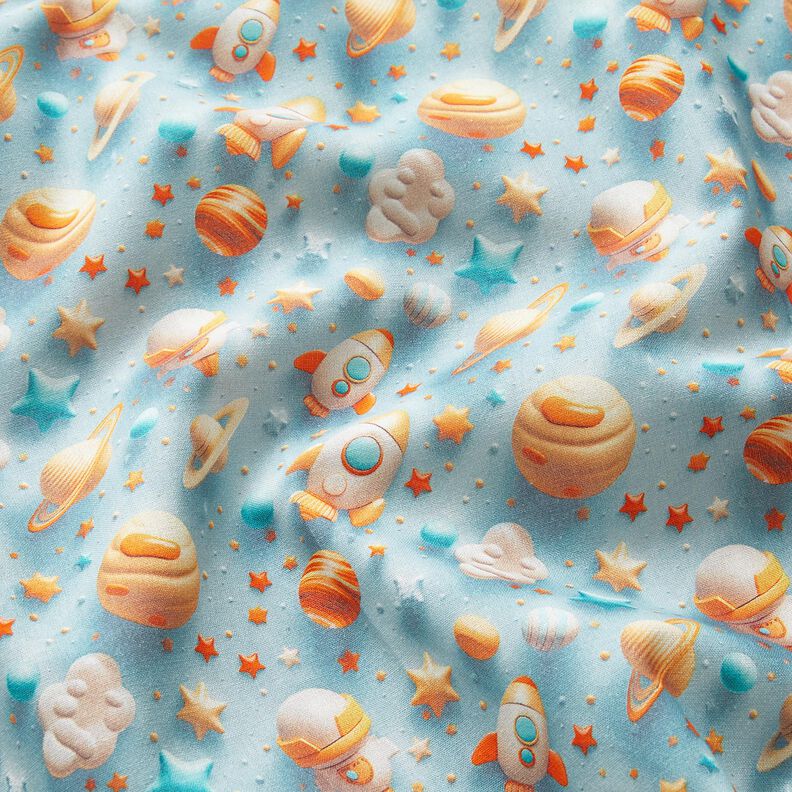 Bomuldspoplin univers Digitaltryk – lyseblå,  image number 2