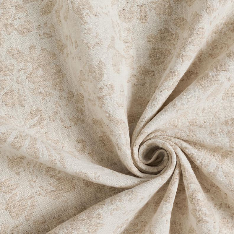 Musselin/Dobbelt-Crincle stof h&oslash;r-miks Blomster &ndash; mandel,  image number 3