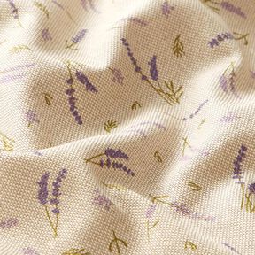 Dekorationsstof Halvpanama Lavendel – natur/lavendel, 