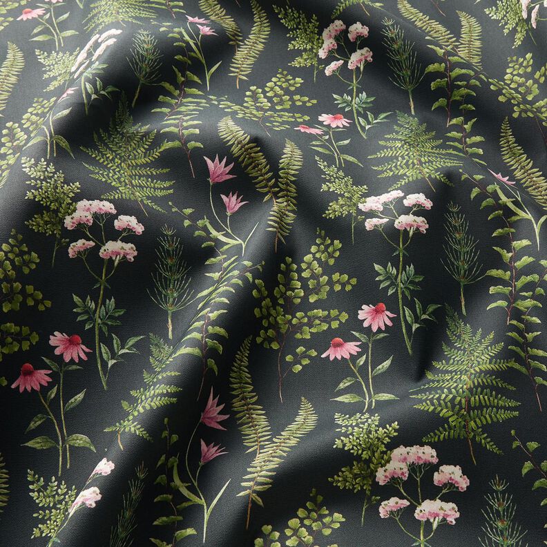Outdoor stof Canvas blade og blomster – mørkegrøn/pastelviolet,  image number 2