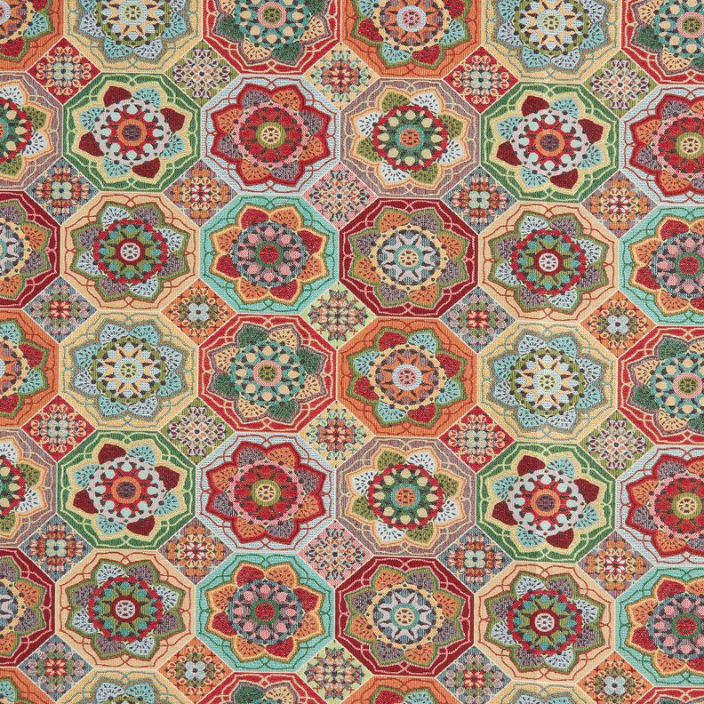 Dekorationsstof Gobelin blomster-kakler – himmelblå/karminrød,  image number 1
