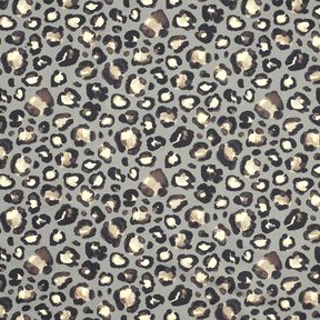 Dekorationsstof Canvas løve-polkaprikker – elefantgrå/sort, 