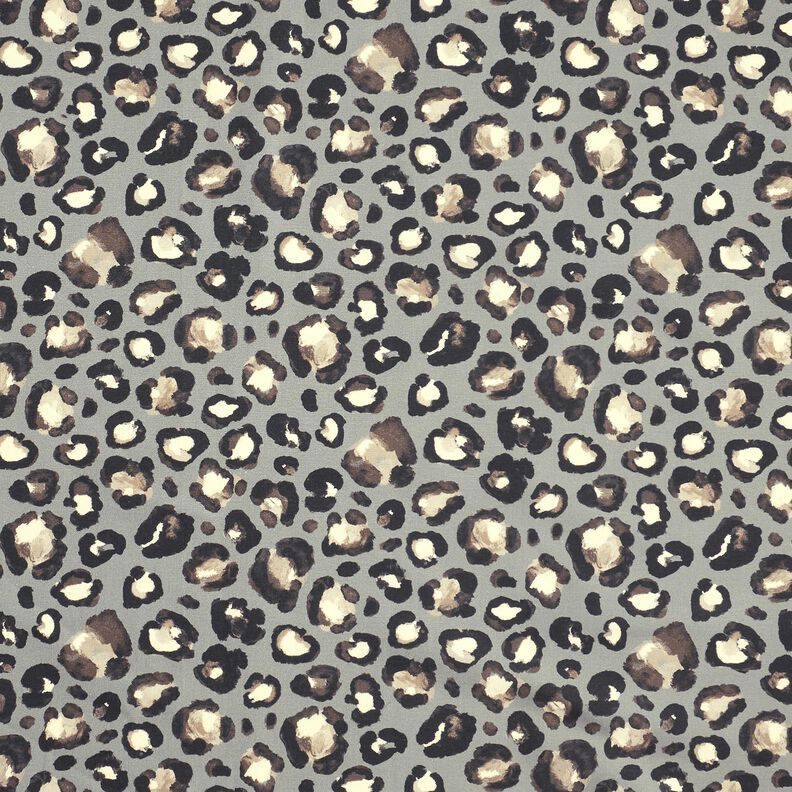 Dekorationsstof Canvas løve-polkaprikker – elefantgrå/sort,  image number 1